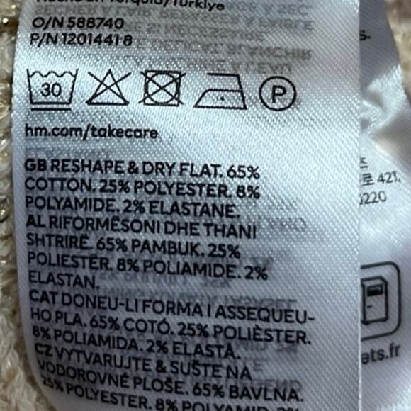 H&M Yellow Gold Metallic Long sSeeve Button Down Cardigan Sweater Top Size XS - Picture 5 of 5